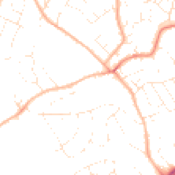 Daytime road noise heatmap for EX8 3AZ