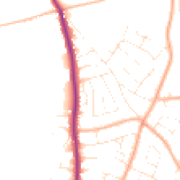 Daytime road noise heatmap for EX8 3BJ