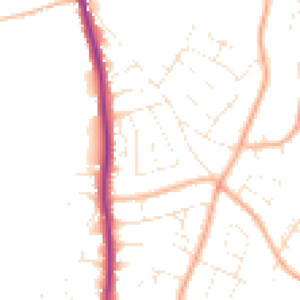 Daytime road noise heatmap for EX8 3BN