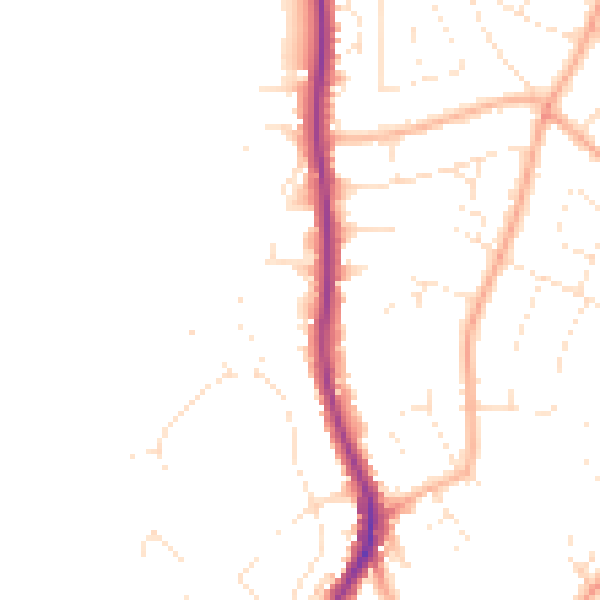 Daytime road noise heatmap for EX8 3ED