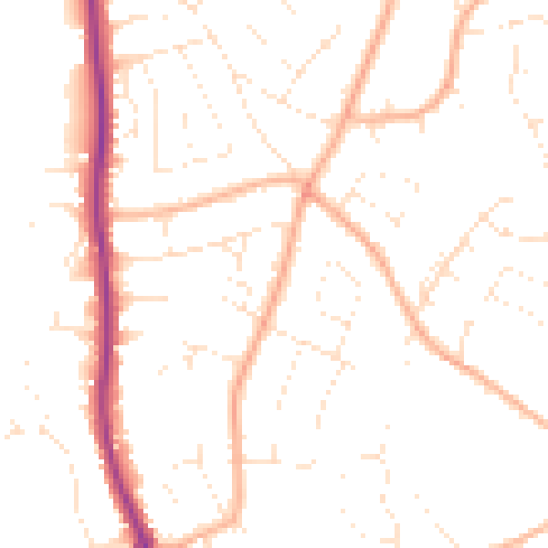 Daytime road noise heatmap for EX8 3LB
