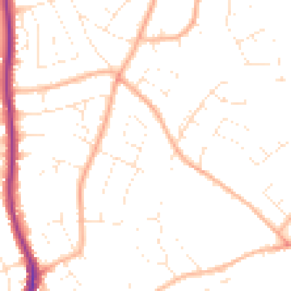 Daytime road noise heatmap for EX8 3LG