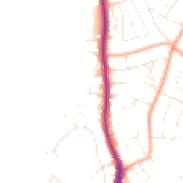 Daytime road noise heatmap for EX8 3LP