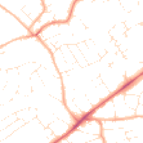 Daytime road noise heatmap for EX8 4AN