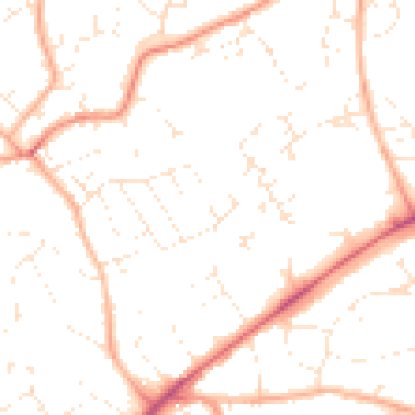 Daytime road noise heatmap for EX8 4AQ