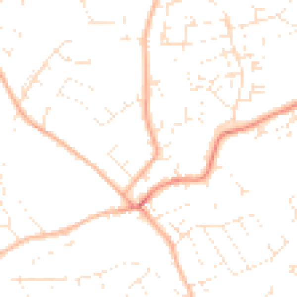 Daytime road noise heatmap for EX8 4HQ
