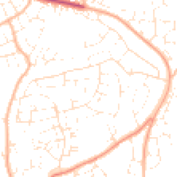 Daytime road noise heatmap for EX8 4JZ