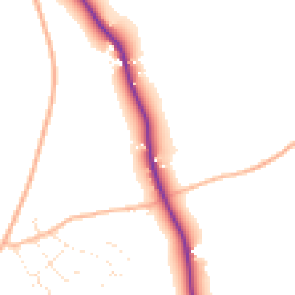 Daytime road noise heatmap for EX8 5AQ