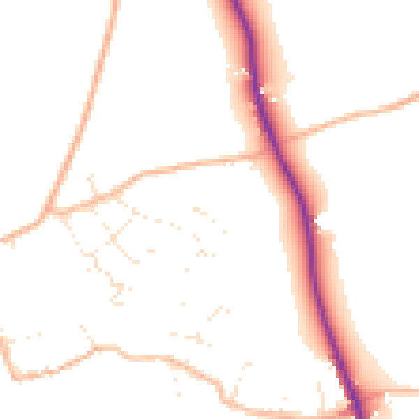 Daytime road noise heatmap for EX8 5DG