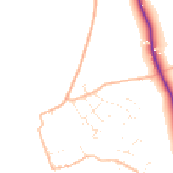 Daytime road noise heatmap for EX8 5HT