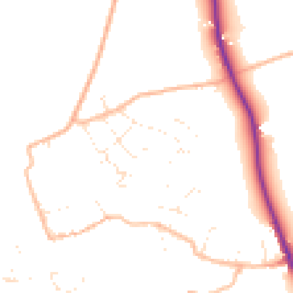 Daytime road noise heatmap for EX8 5JA