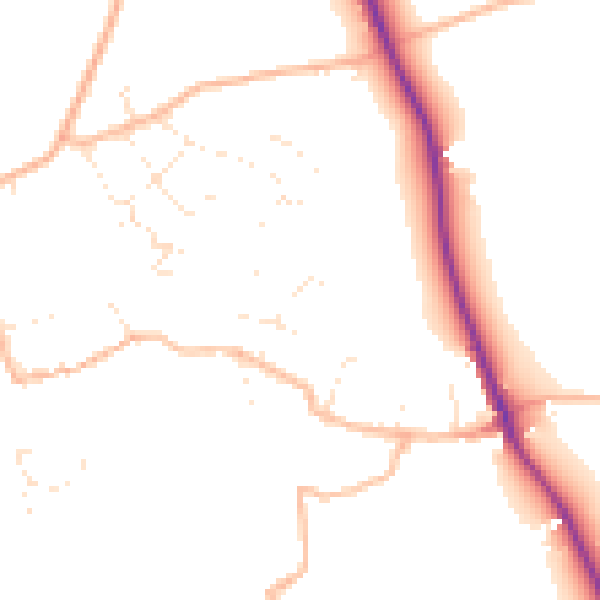 Daytime road noise heatmap for EX8 5LD
