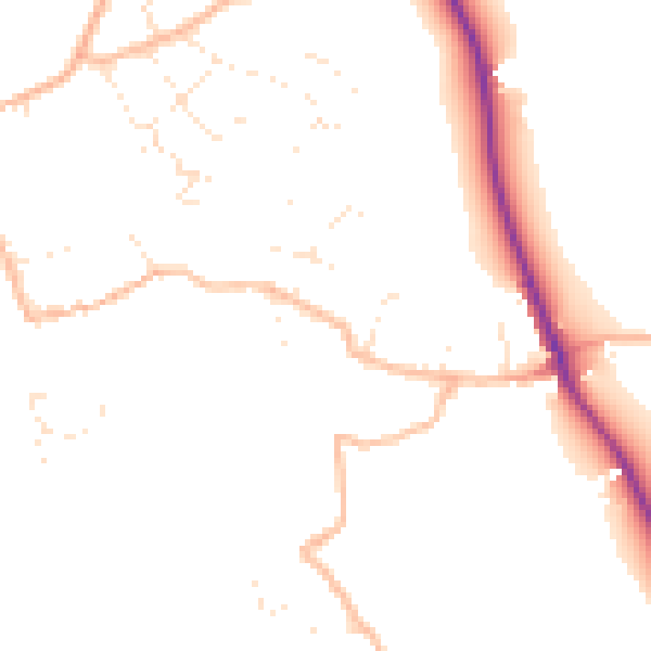 Daytime road noise heatmap for EX8 5LE