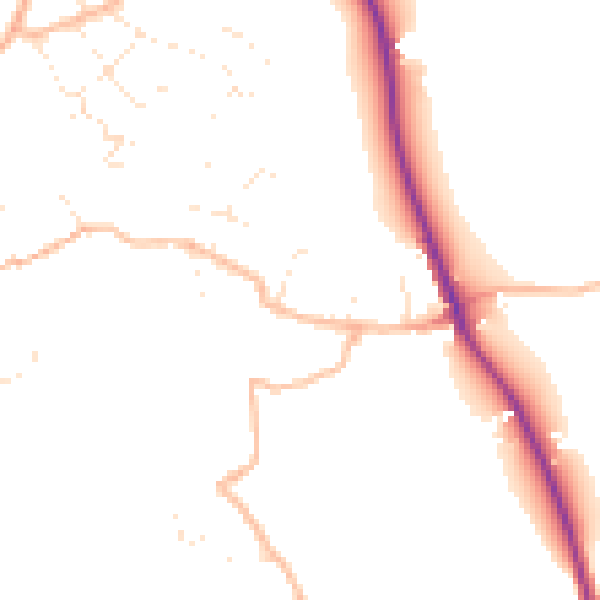 Daytime road noise heatmap for EX8 5LF