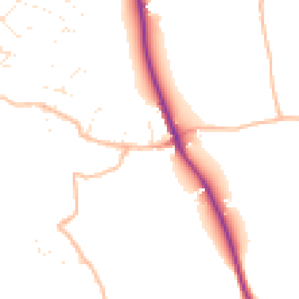 Daytime road noise heatmap for EX8 5LP