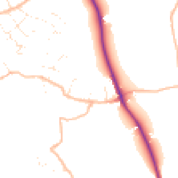 Daytime road noise heatmap for EX8 5LQ