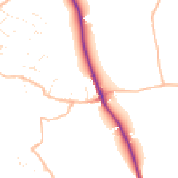 Daytime road noise heatmap for EX8 5ND