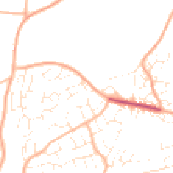 Daytime road noise heatmap for EX8 5SF