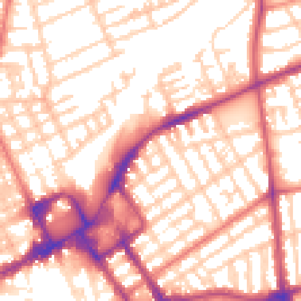Daytime road noise heatmap for FY1 3HW