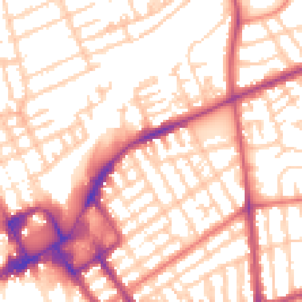 Daytime road noise heatmap for FY1 3QZ