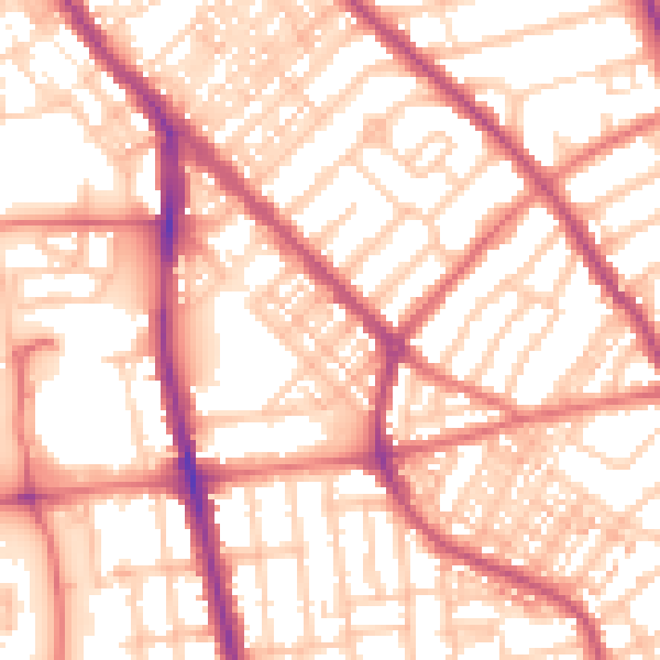 Daytime road noise heatmap for FY1 5JZ