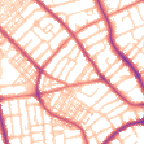 Daytime road noise heatmap for FY1 5NJ