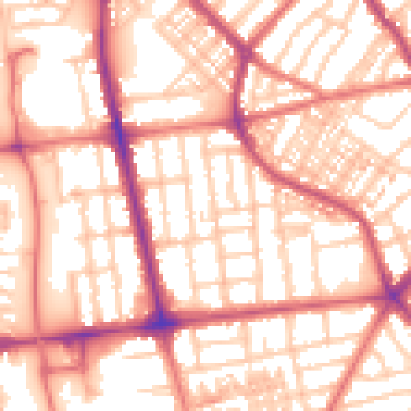 Daytime road noise heatmap for FY1 6JZ
