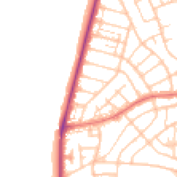 Daytime road noise heatmap for FY2 9HJ