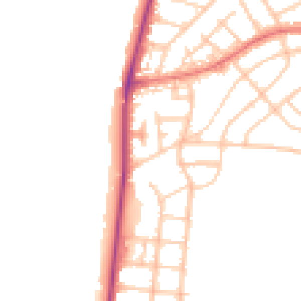 Daytime road noise heatmap for FY2 9JR
