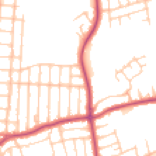 Daytime road noise heatmap for FY2 9UY