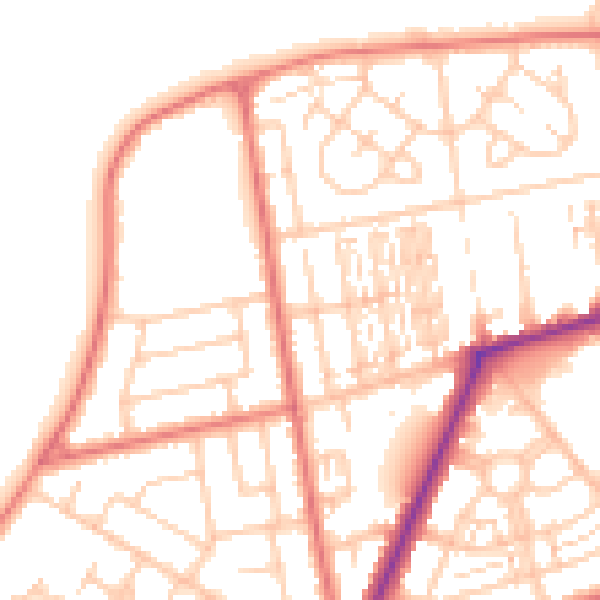 Daytime road noise heatmap for FY7 7JT