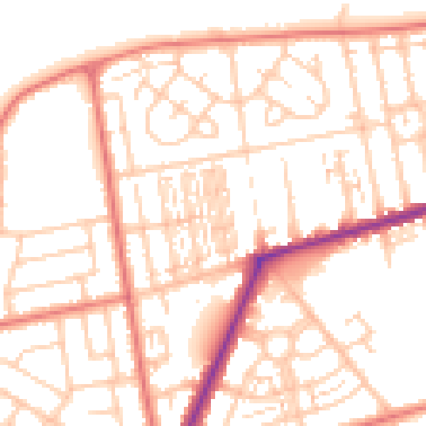 Daytime road noise heatmap for FY7 7LQ