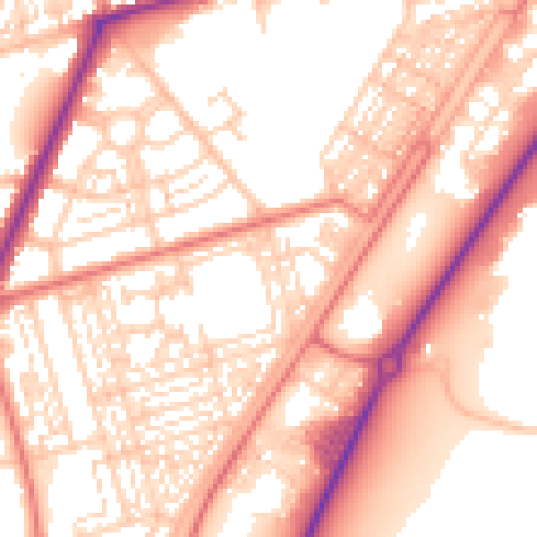 Daytime road noise heatmap for FY7 7LS
