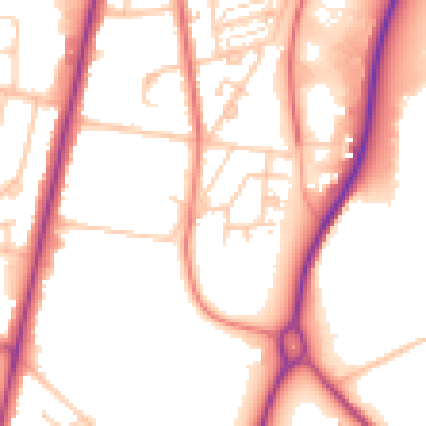 Daytime road noise heatmap for FY7 7PZ