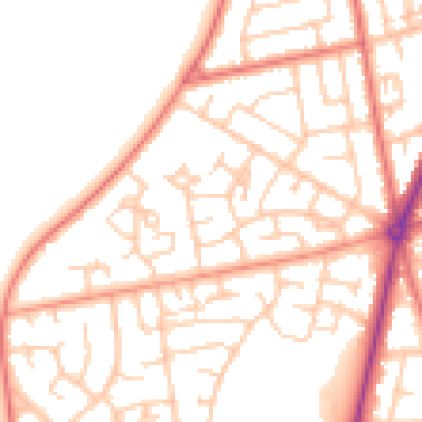 Daytime road noise heatmap for FY7 8DJ