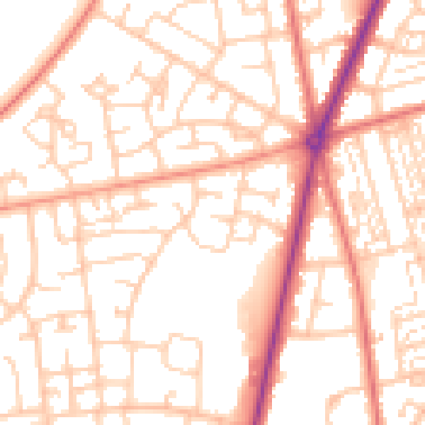 Daytime road noise heatmap for FY7 8EZ
