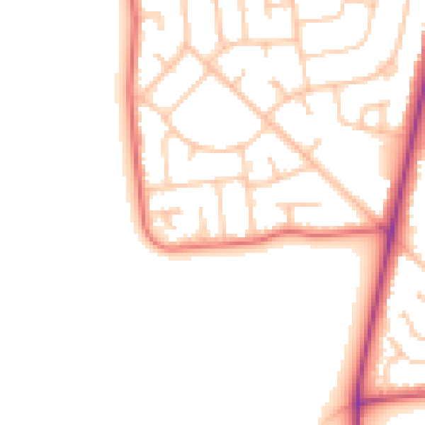 Daytime road noise heatmap for FY7 8JQ