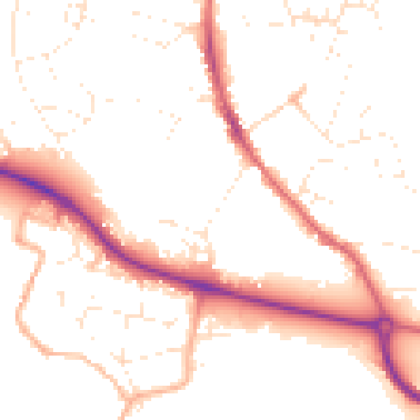 Daytime road noise heatmap for GL10 2AA