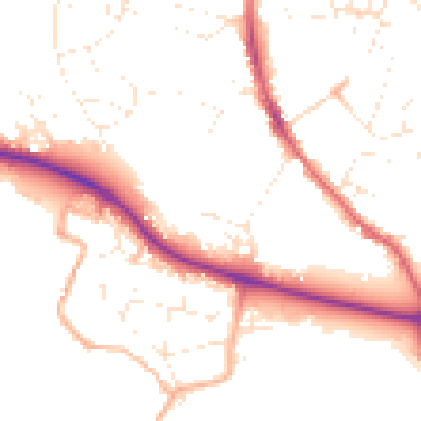Daytime road noise heatmap for GL10 2AE