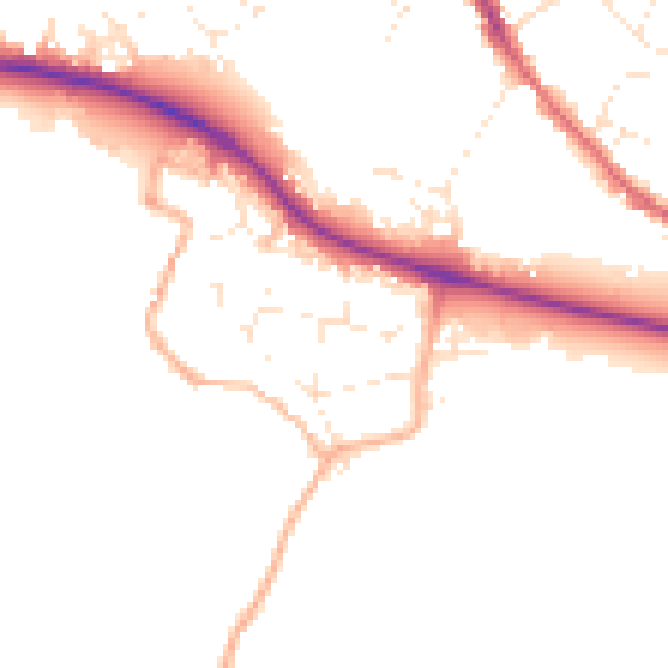 Daytime road noise heatmap for GL10 2AJ