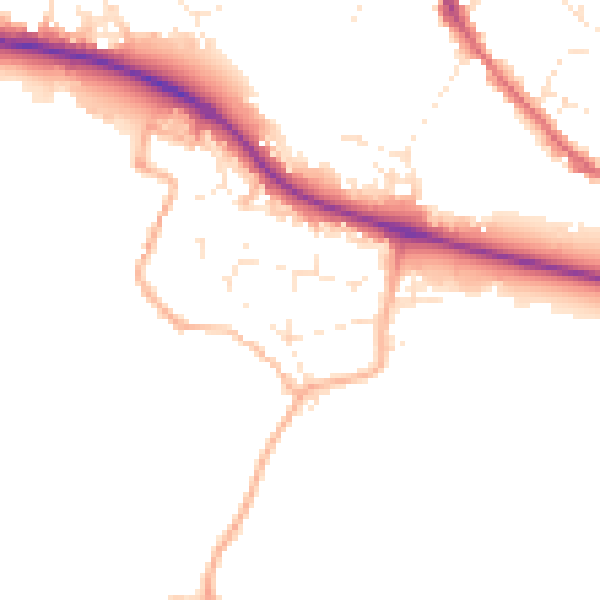 Daytime road noise heatmap for GL10 2AW