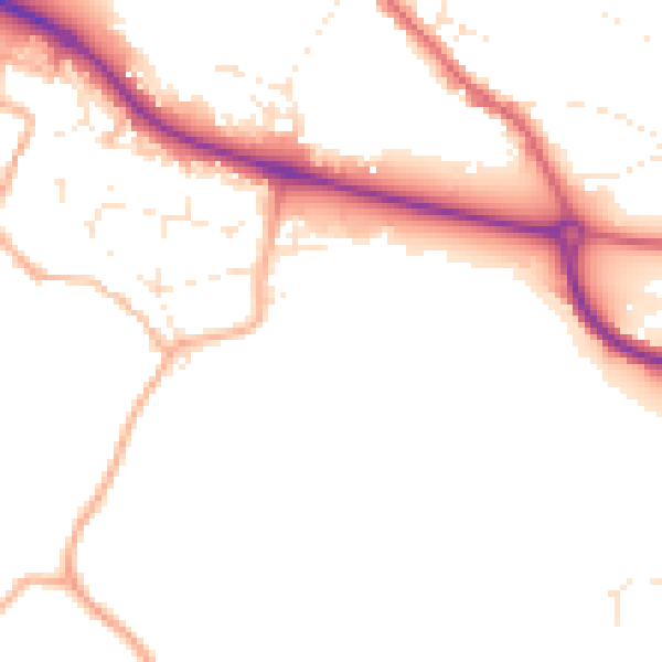 Daytime road noise heatmap for GL10 2AZ