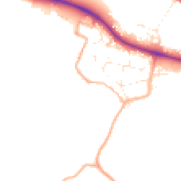Daytime road noise heatmap for GL10 2BA