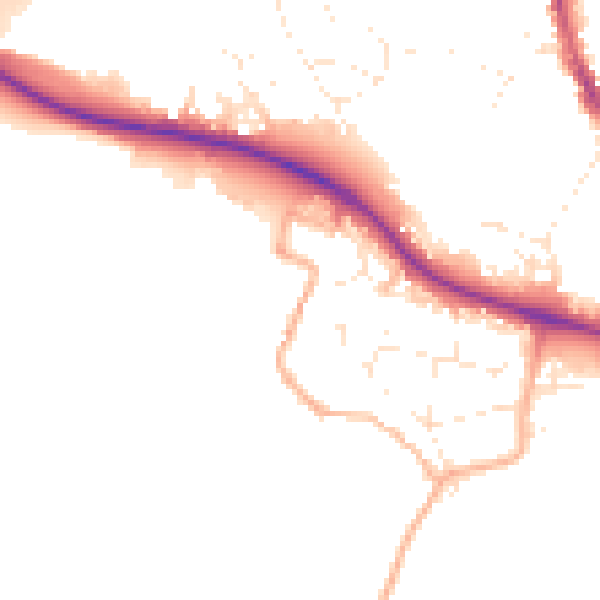 Daytime road noise heatmap for GL10 2BG