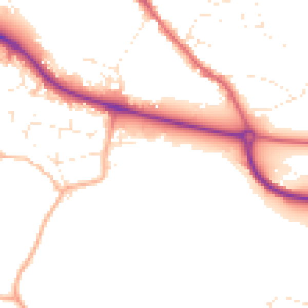 Daytime road noise heatmap for GL10 2BJ