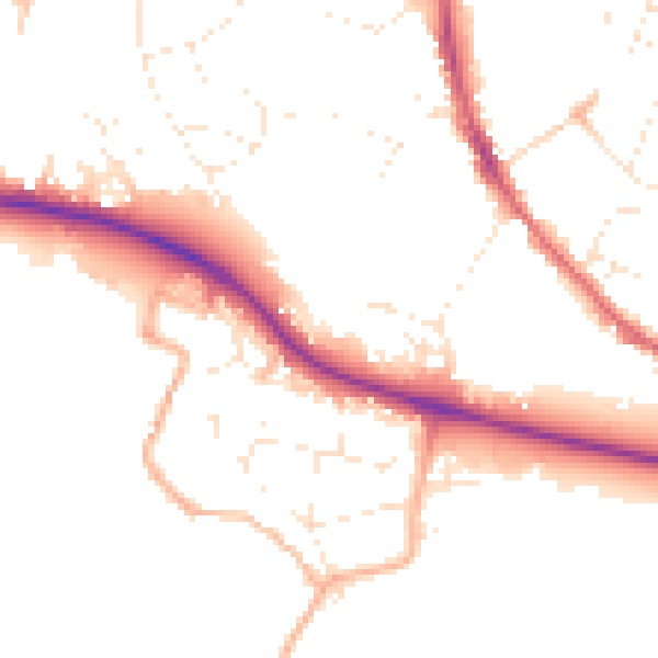 Daytime road noise heatmap for GL10 2BQ