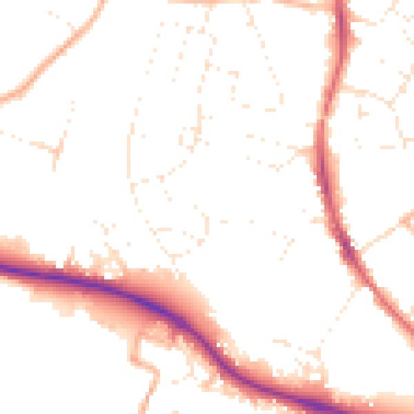 Daytime road noise heatmap for GL10 2DP