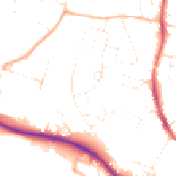 Daytime road noise heatmap for GL10 2DW
