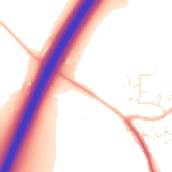Daytime road noise heatmap for GL10 3AQ