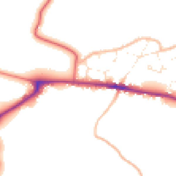 Daytime road noise heatmap for GL19 3EU